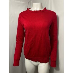 Banana Republic Red Sweater Ruffle Neckline Sz M